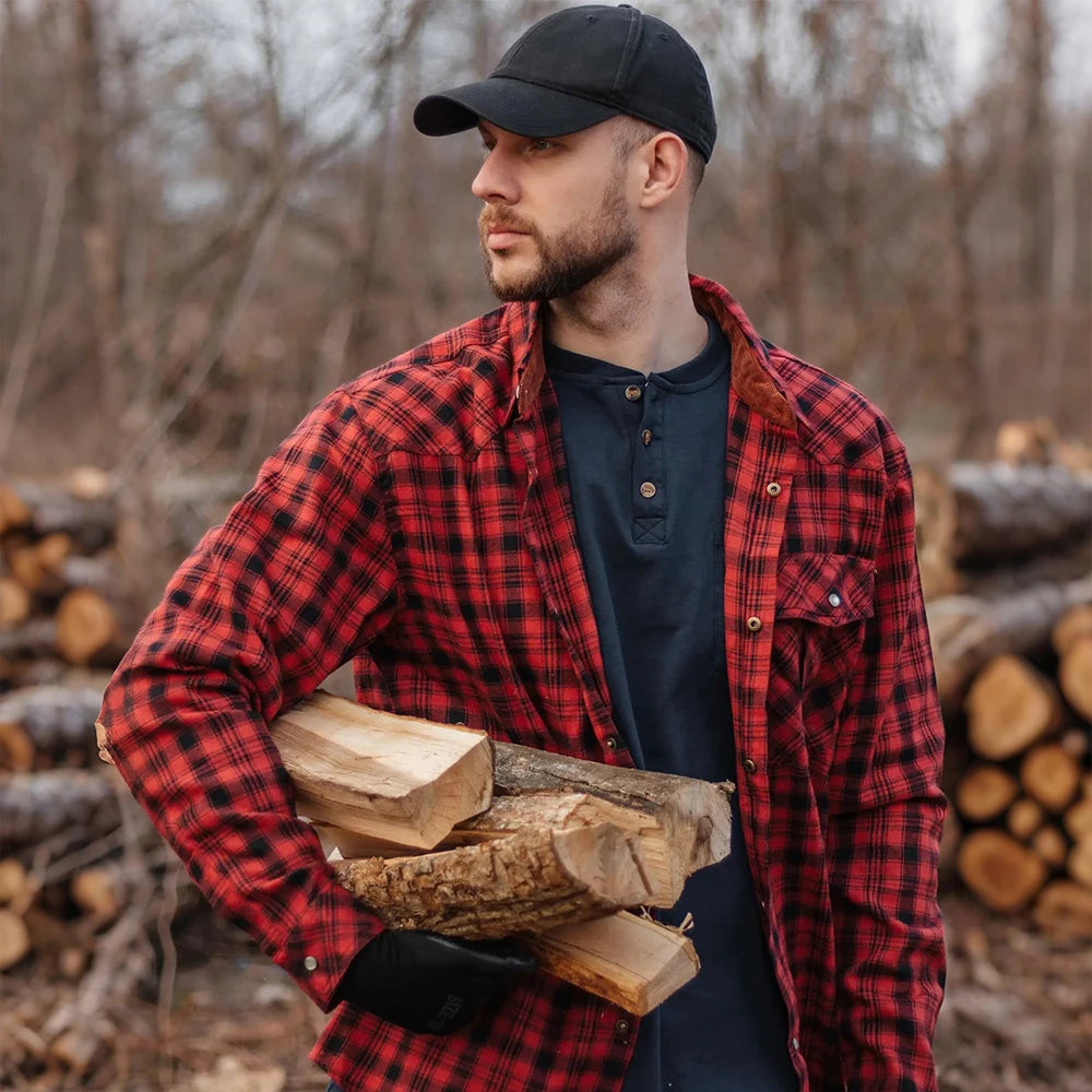 Men's Shirts Spring Popular Clothes Flannel Long Sleeve Plaid Checkered Brushed Casual Western Snap Shirt US Size