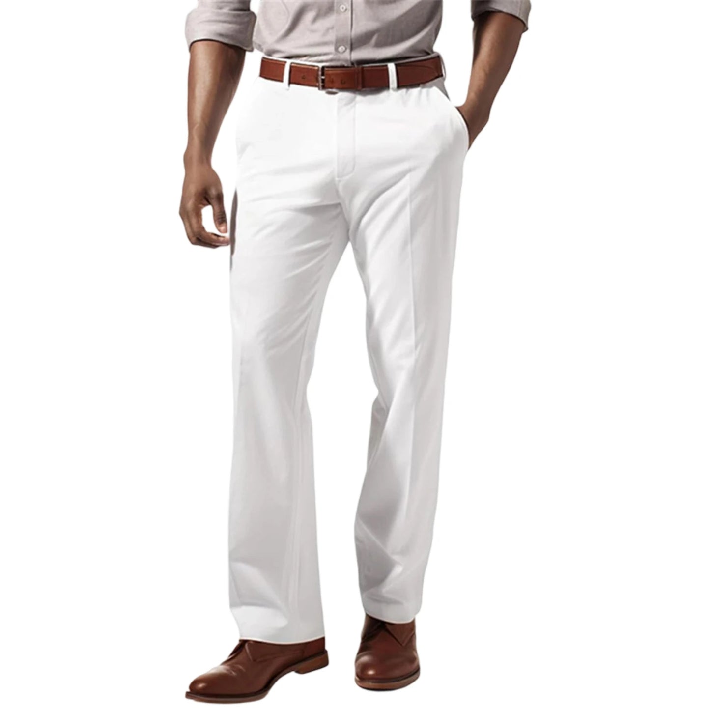 Men s  Fit Dress Pants Classic Flat Front Trousers with Belt Loops and Button Closure for Work or Formal Events