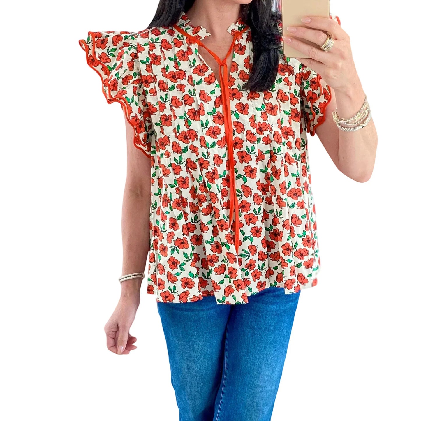 Women s Summer Casual V-Neck T-Shirt with Tie-Up Detail and Floral Print Short Sleeves Streetwear Top