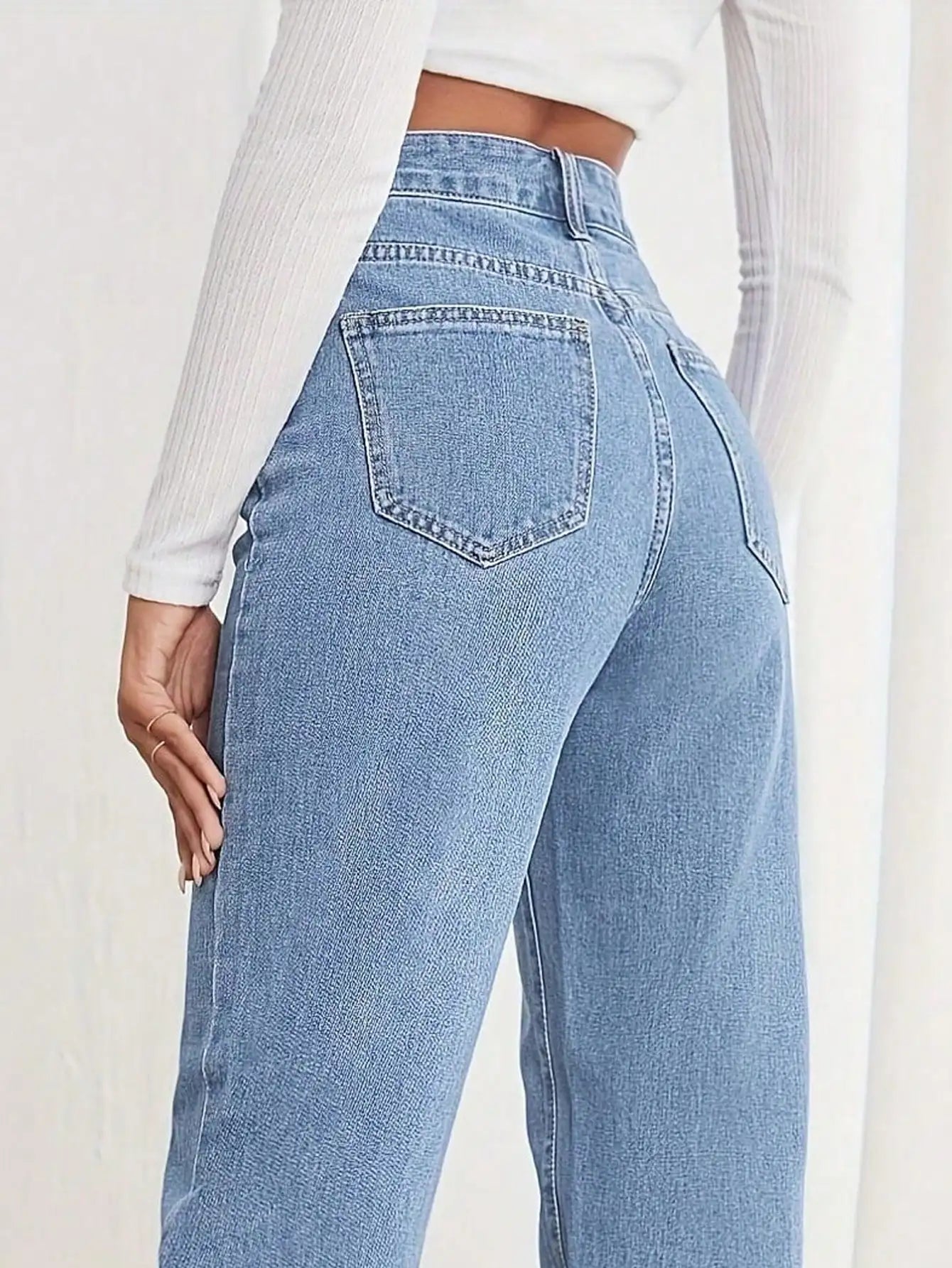 2025 New Style Y2 American Fashion Trend Women's Solid Color Straight-Leg Jeans, Comfortable, Unisex Style