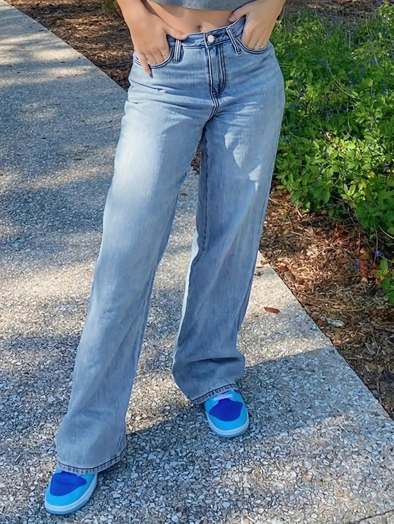 2025 New Style Y2 American Fashion Trend Women's Solid Color Straight-Leg Jeans, Comfortable, Unisex Style