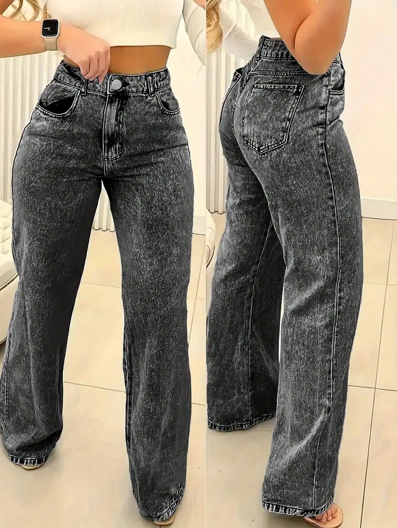 2025 New Style Y2 American Fashion Trend Women's Solid Color Straight-Leg Jeans, Comfortable, Unisex Style