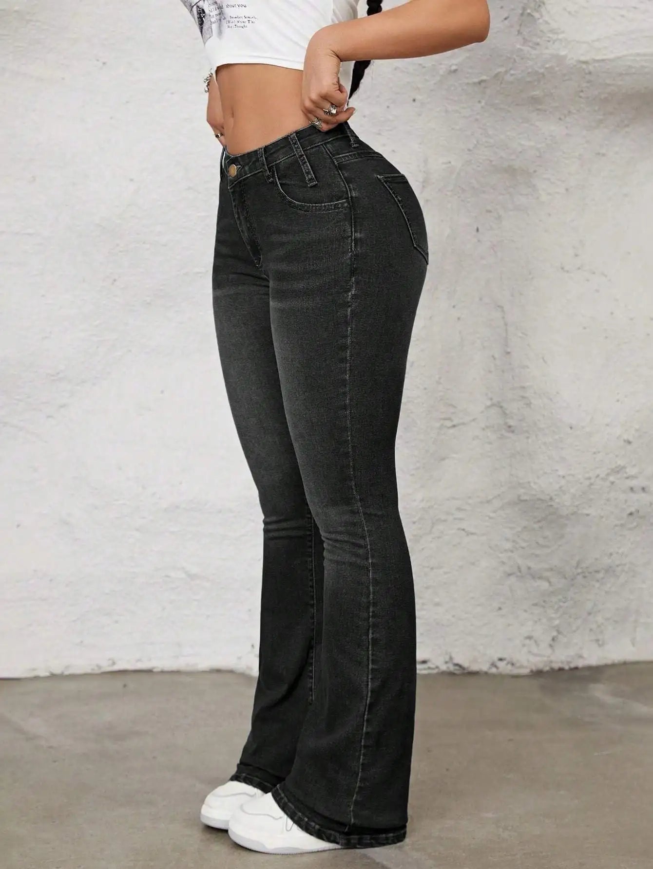 Women's Denim Skinny Flared Pants - Three Colors Available