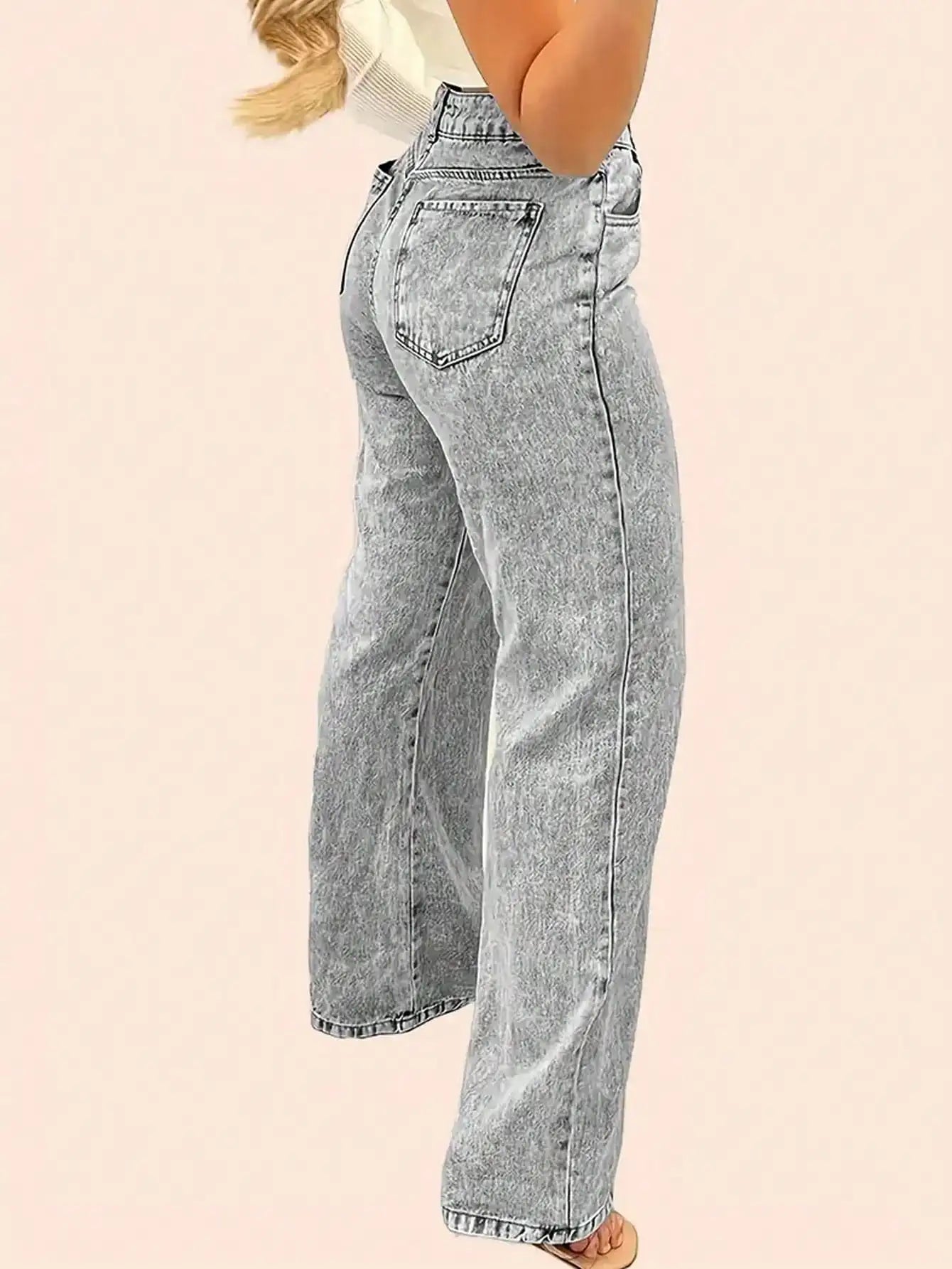 2025 New Style Y2 American Fashion Trend Women's Solid Color Straight-Leg Jeans, Comfortable, Unisex Style