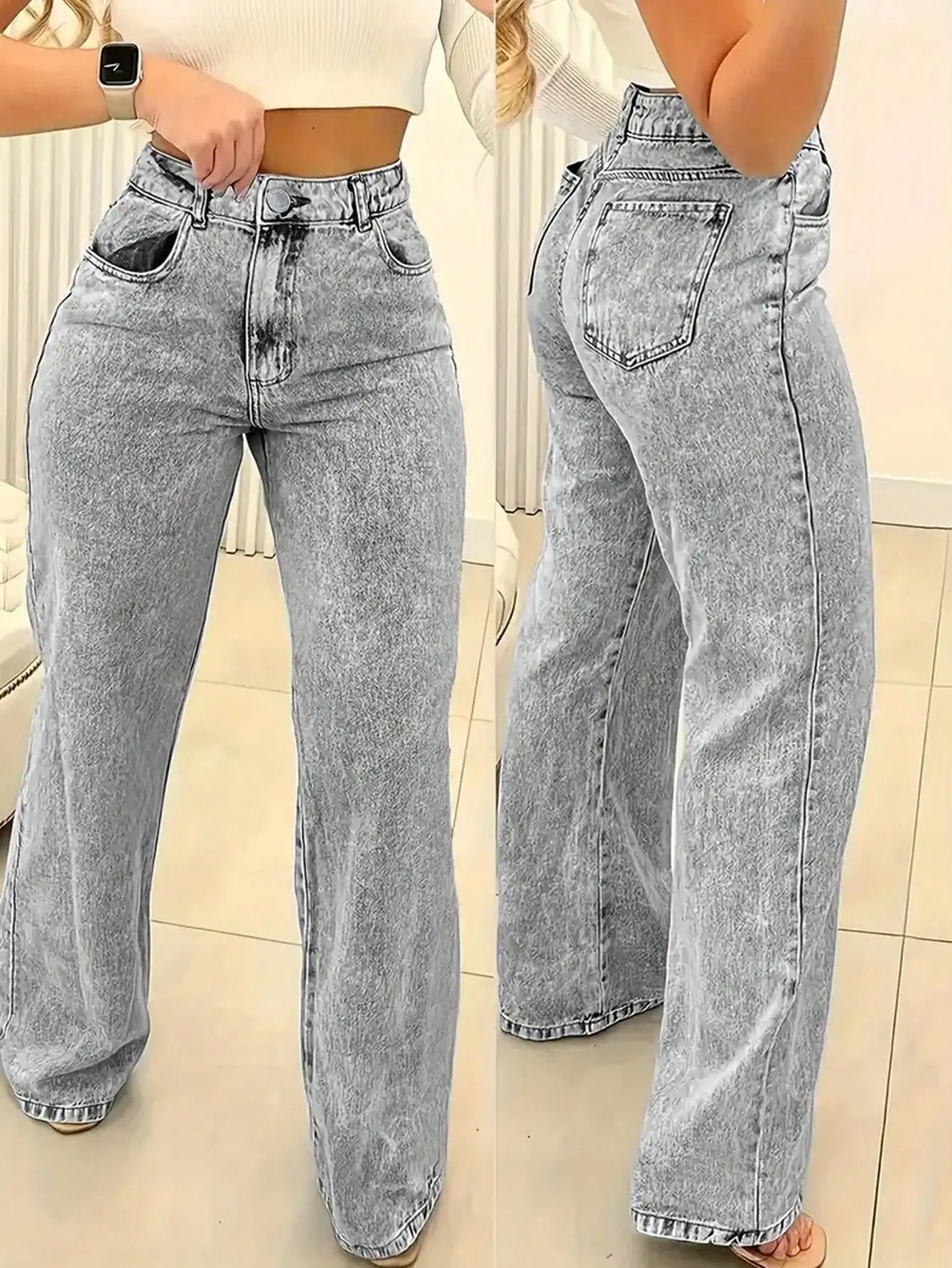2025 New Style Y2 American Fashion Trend Women's Solid Color Straight-Leg Jeans, Comfortable, Unisex Style