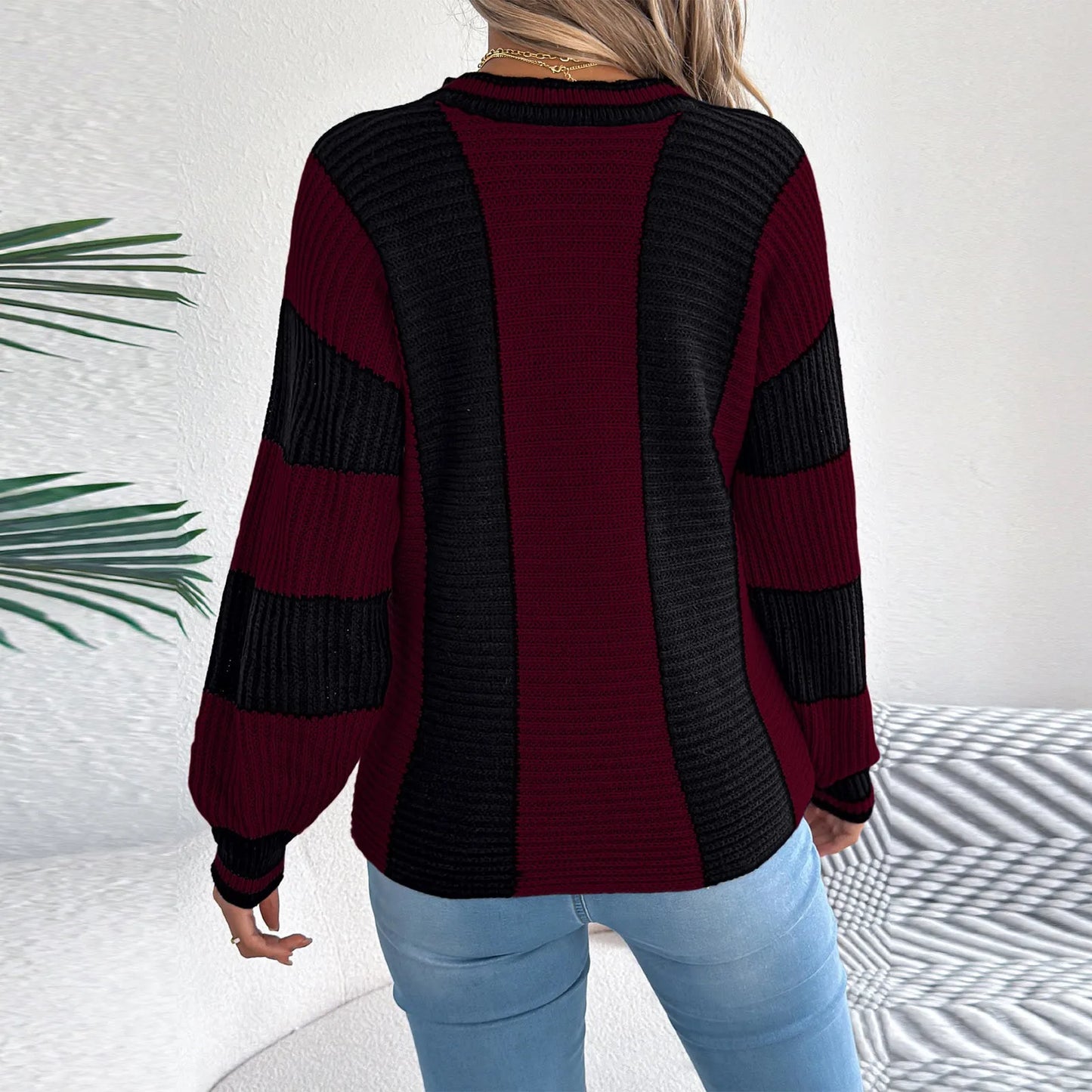 Sweater For Woman Women'S Solid Color Round Neck Mesh Long Sleeves Pull-Over Sweater Ropa De Mujer Winter Clothes Woman New