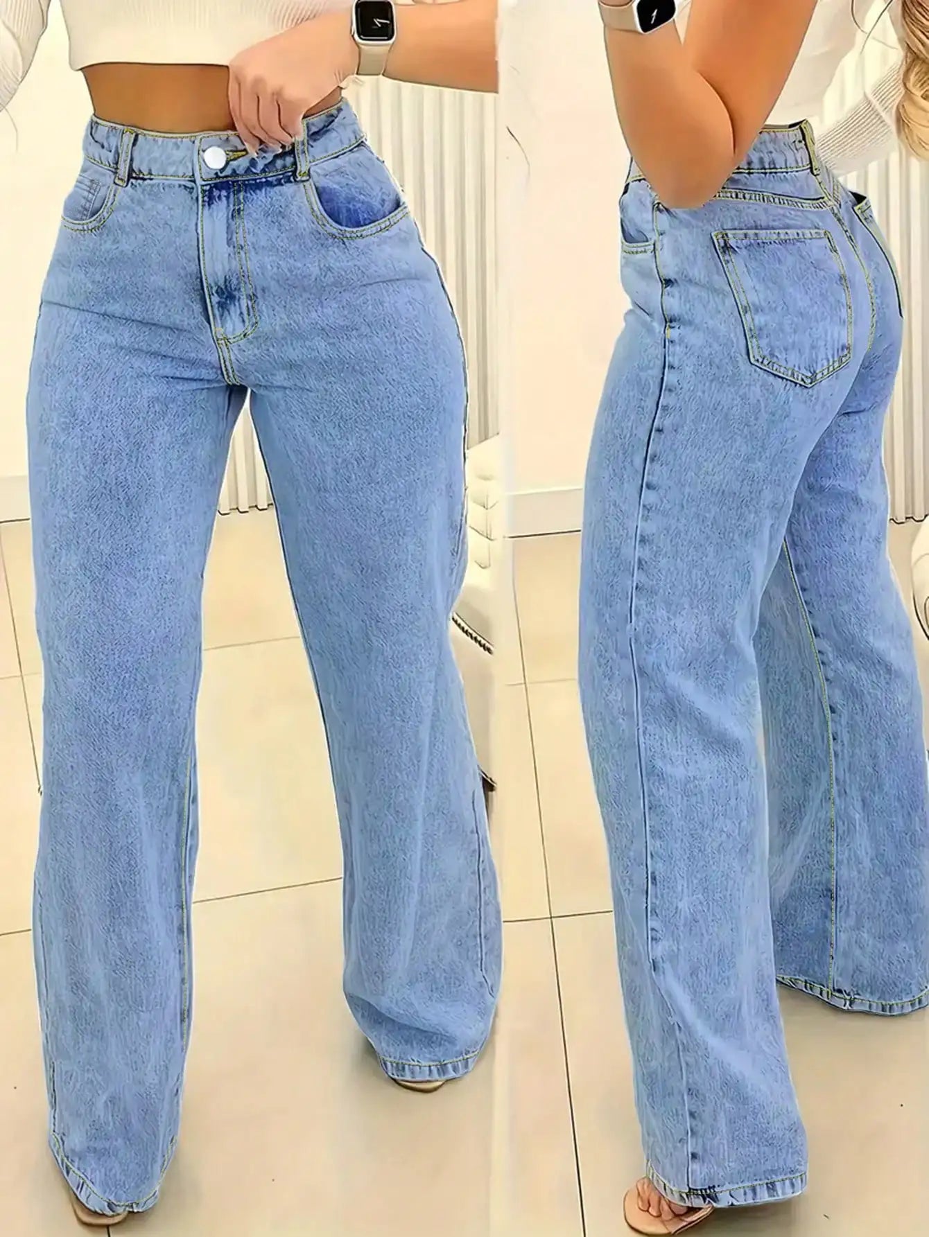 2025 New Style Y2 American Fashion Trend Women's Solid Color Straight-Leg Jeans, Comfortable, Unisex Style