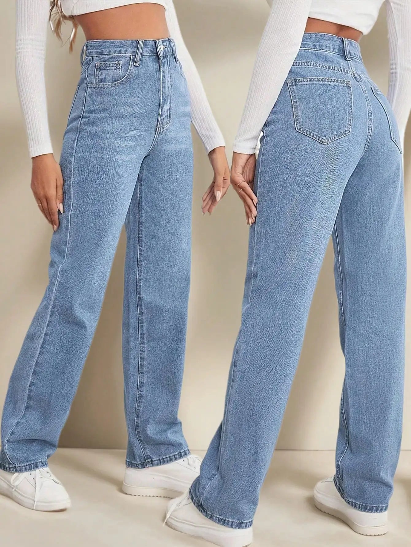 2025 New Style Y2 American Fashion Trend Women's Solid Color Straight-Leg Jeans, Comfortable, Unisex Style