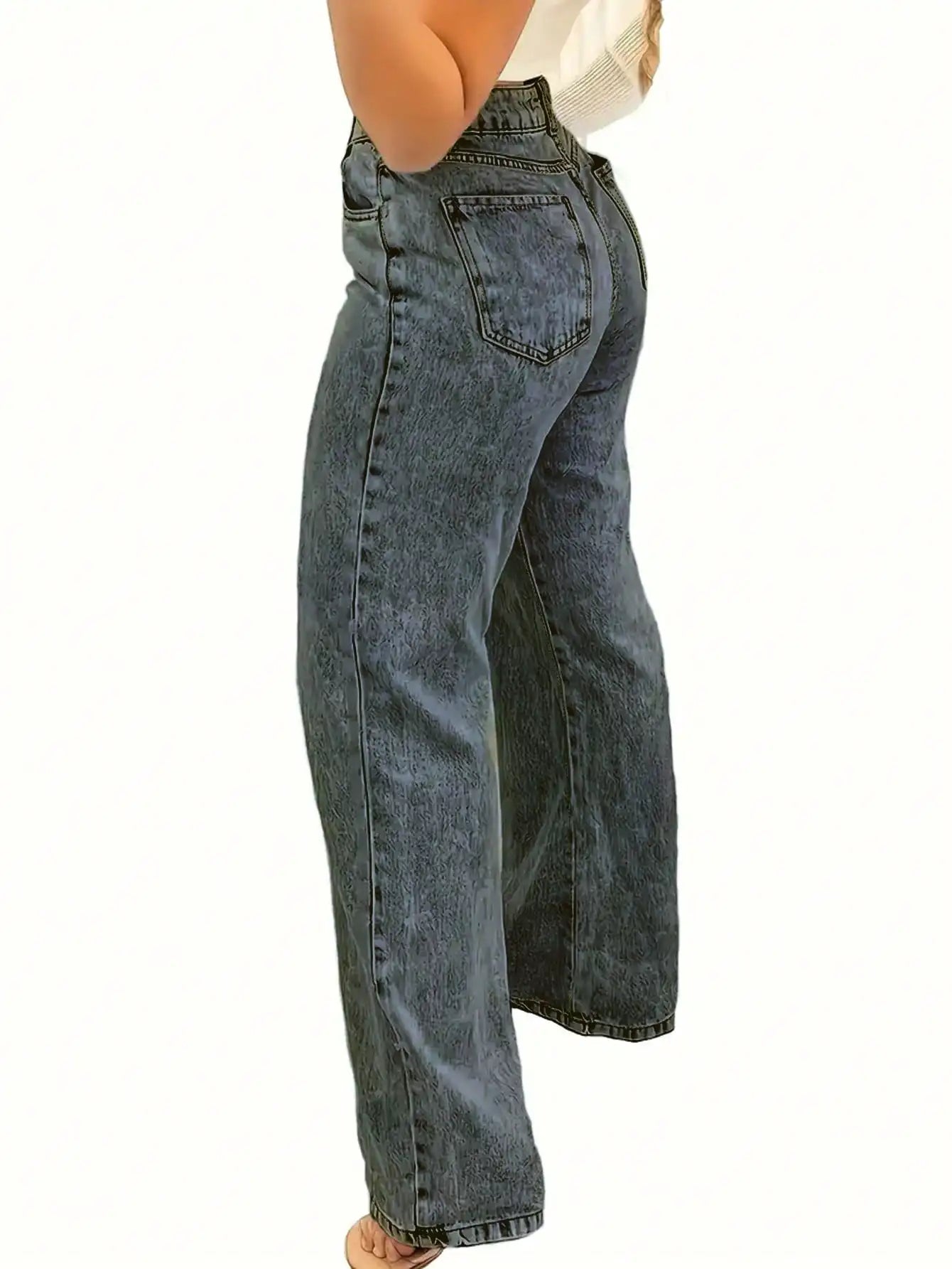 2025 New Style Y2 American Fashion Trend Women's Solid Color Straight-Leg Jeans, Comfortable, Unisex Style