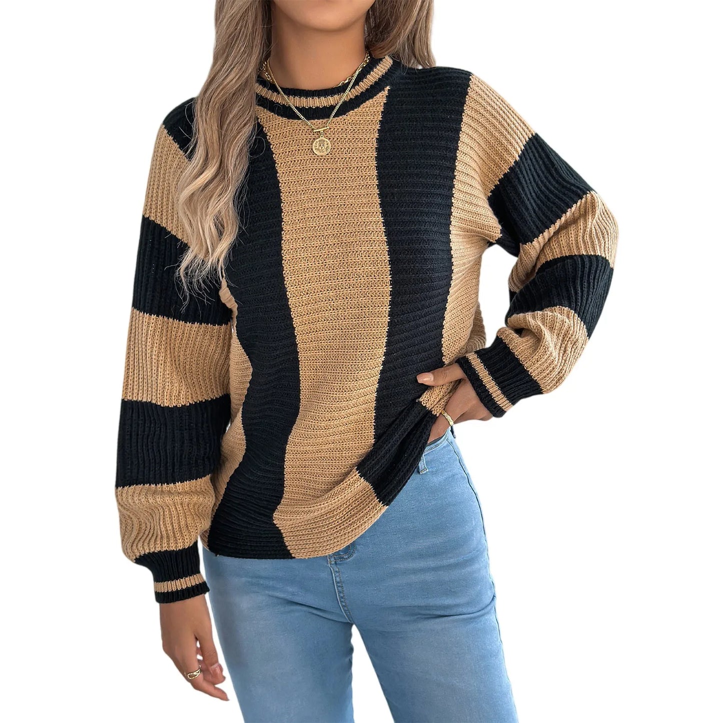Sweater For Woman Women'S Solid Color Round Neck Mesh Long Sleeves Pull-Over Sweater Ropa De Mujer Winter Clothes Woman New