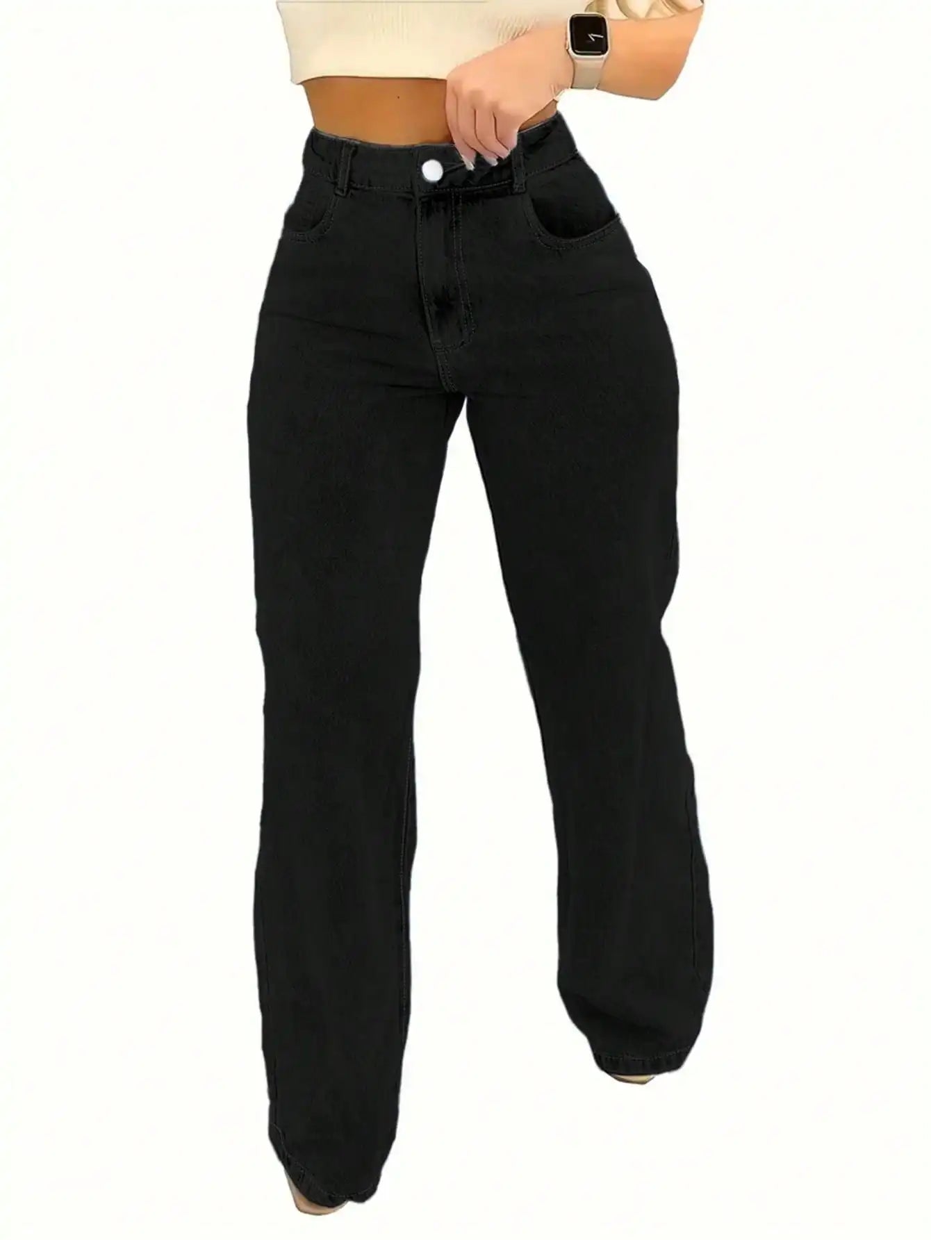 2025 New Style Y2 American Fashion Trend Women's Solid Color Straight-Leg Jeans, Comfortable, Unisex Style