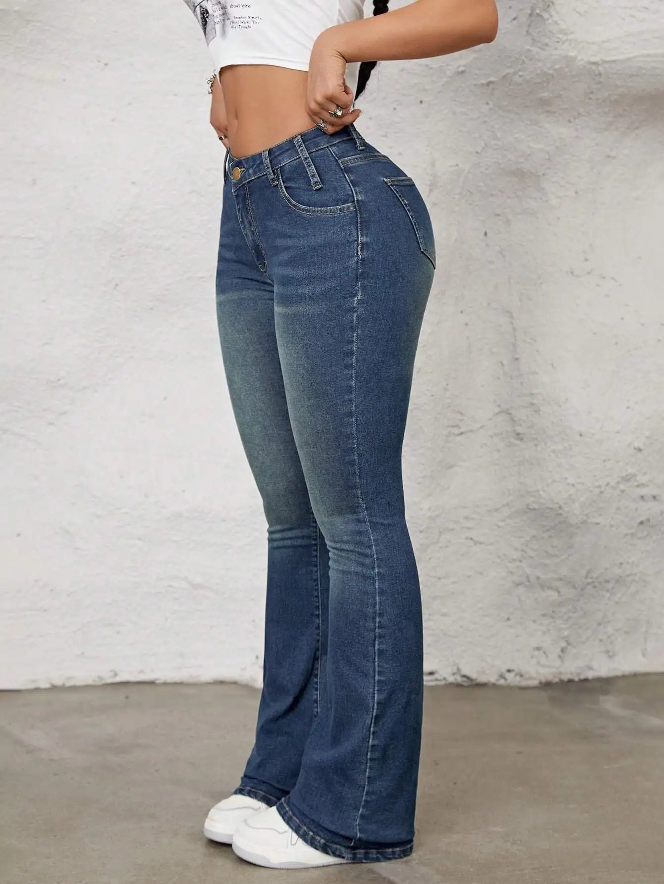 Women's Denim Skinny Flared Pants - Three Colors Available