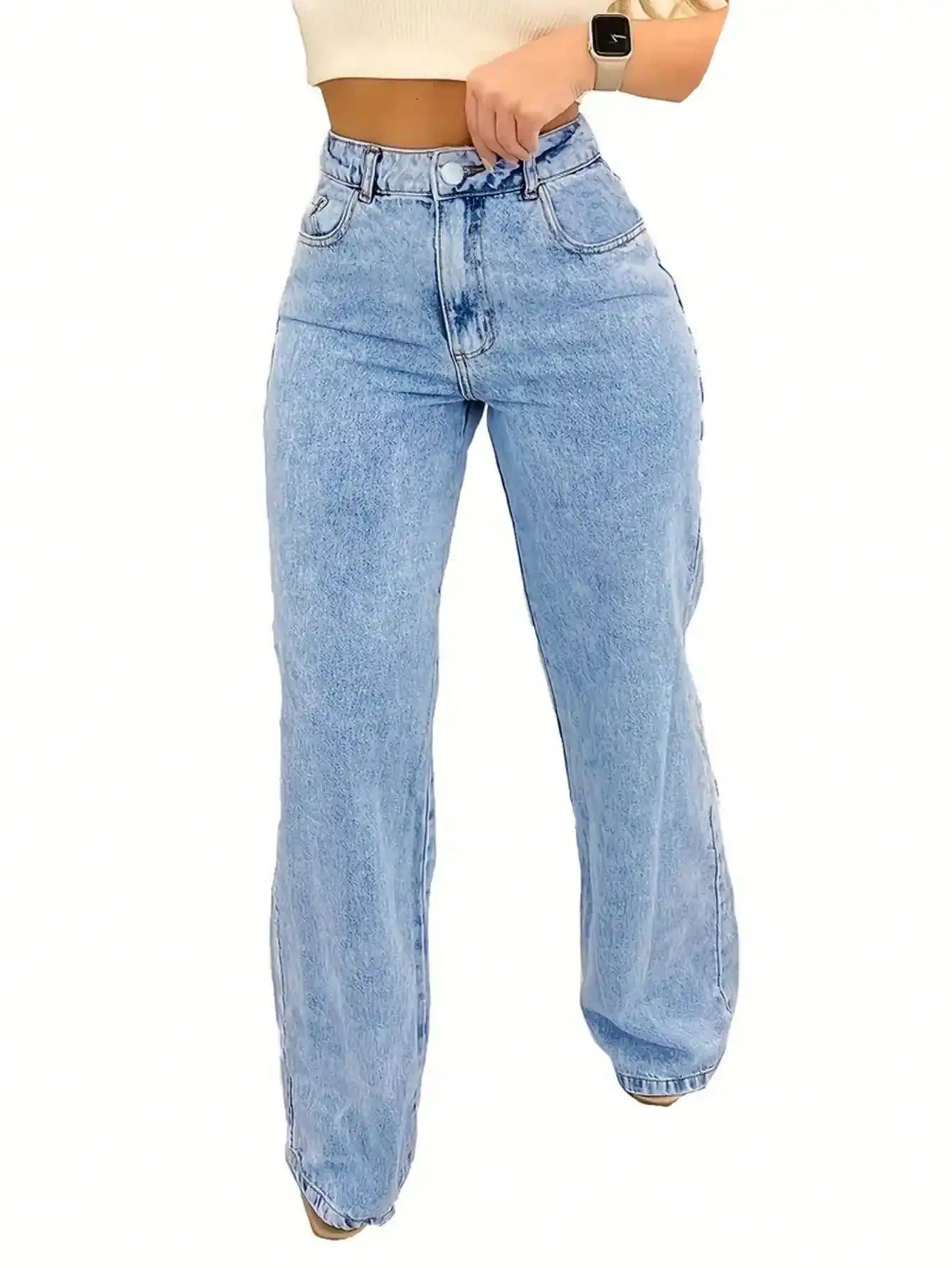 2025 New Style Y2 American Fashion Trend Women's Solid Color Straight-Leg Jeans, Comfortable, Unisex Style