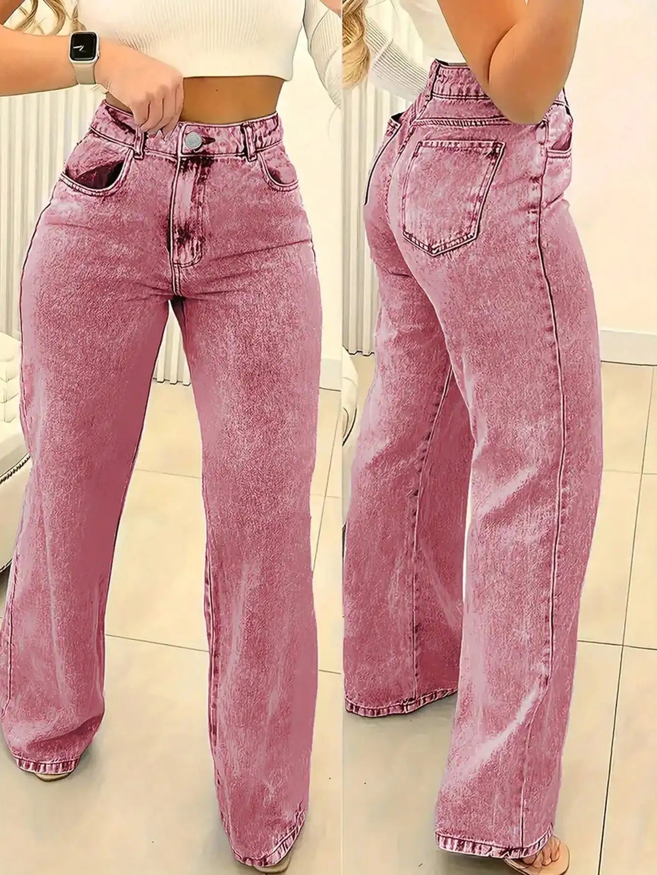 2025 New Style Y2 American Fashion Trend Women's Solid Color Straight-Leg Jeans, Comfortable, Unisex Style