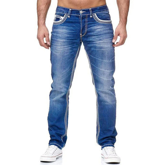 New men's double line jeans, casual denim trousers - the best choice for everyday wear