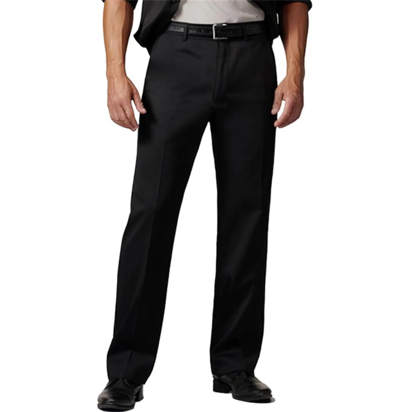 Men s  Fit Dress Pants Classic Flat Front Trousers with Belt Loops and Button Closure for Work or Formal Events