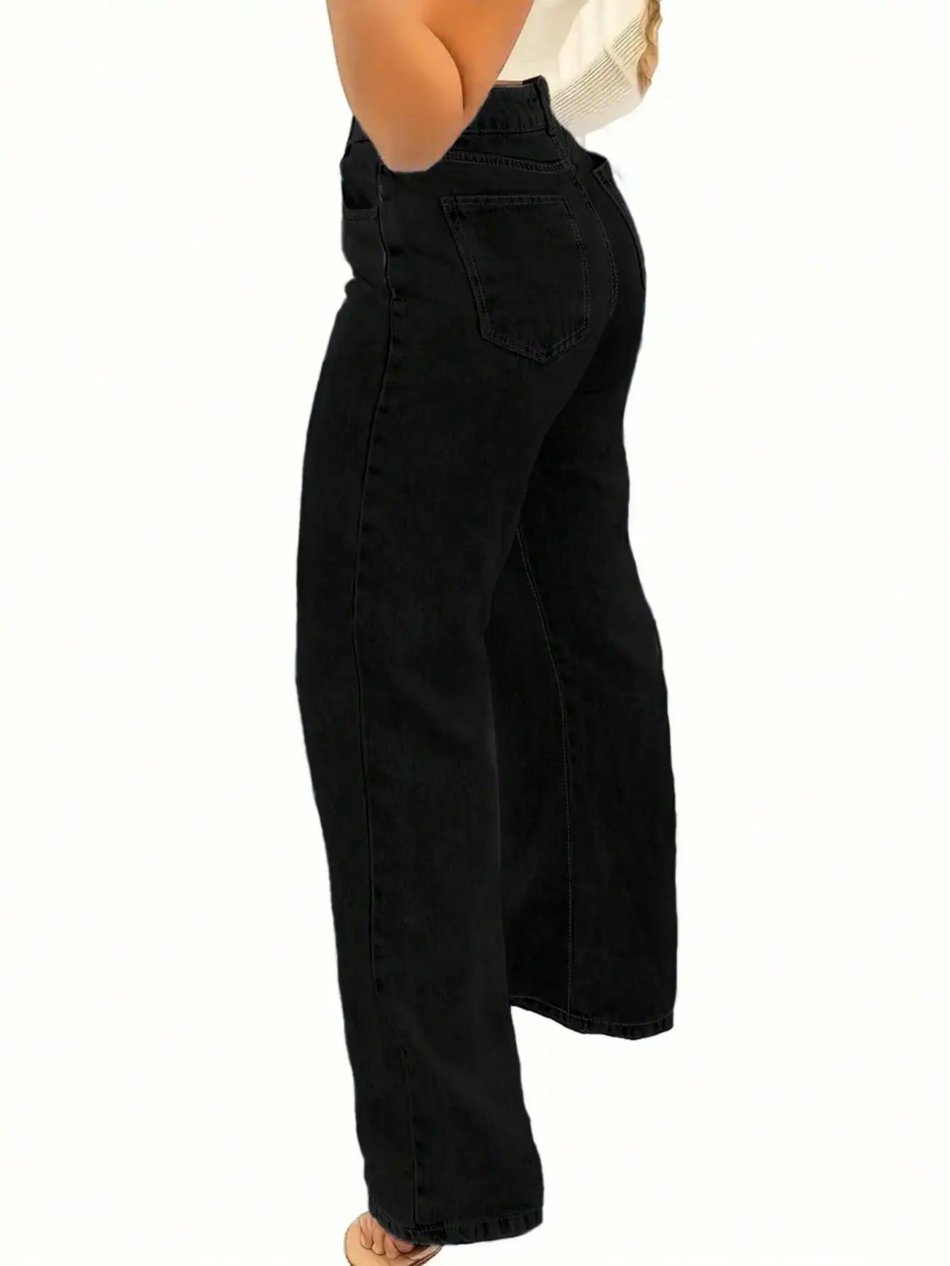 2025 New Style Y2 American Fashion Trend Women's Solid Color Straight-Leg Jeans, Comfortable, Unisex Style