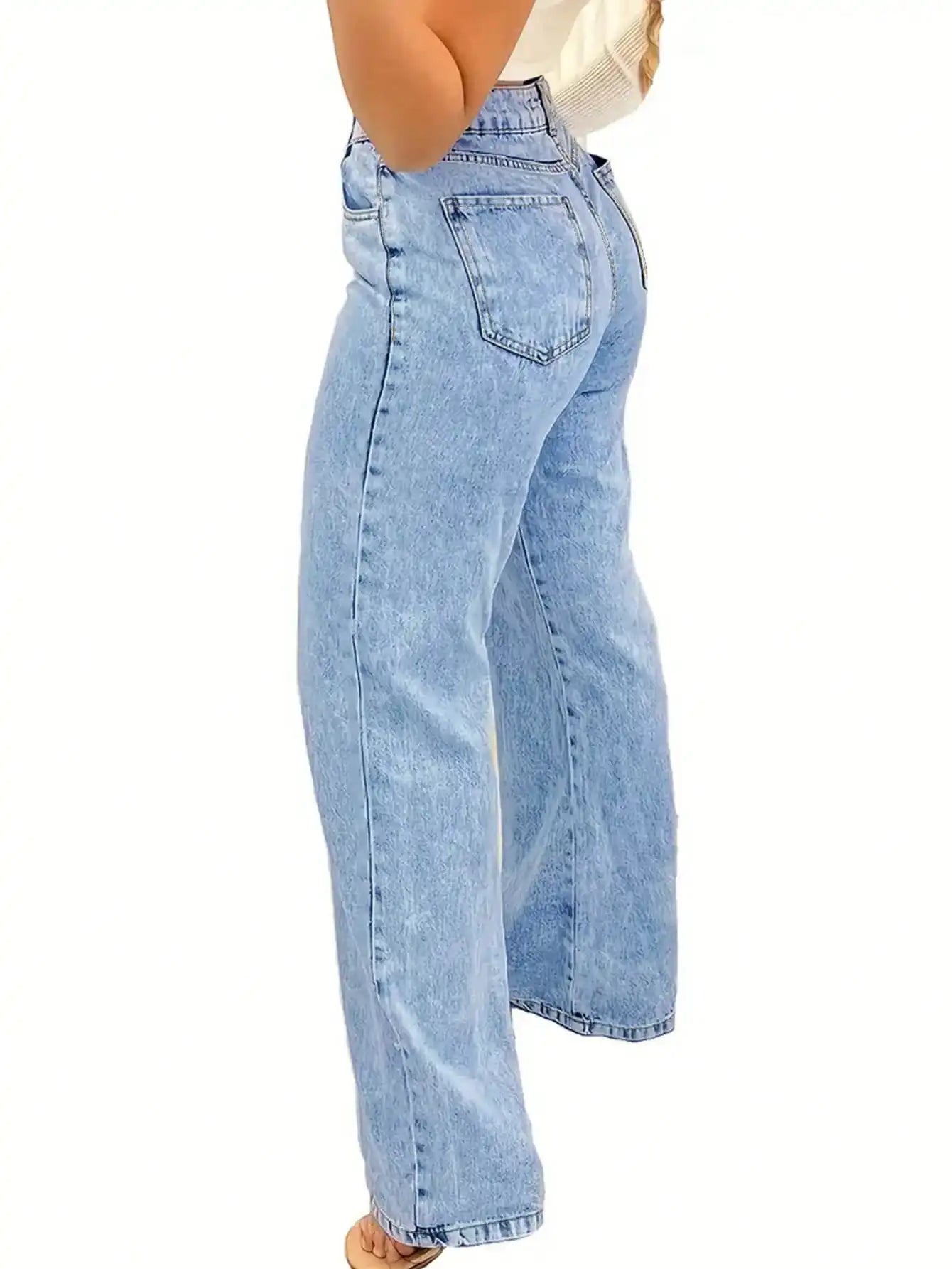 2025 New Style Y2 American Fashion Trend Women's Solid Color Straight-Leg Jeans, Comfortable, Unisex Style