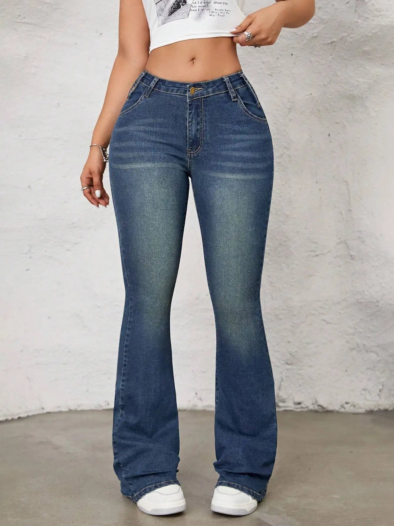 Women's Denim Skinny Flared Pants - Three Colors Available