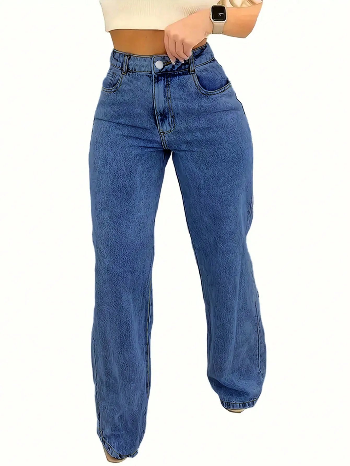 2025 New Style Y2 American Fashion Trend Women's Solid Color Straight-Leg Jeans, Comfortable, Unisex Style