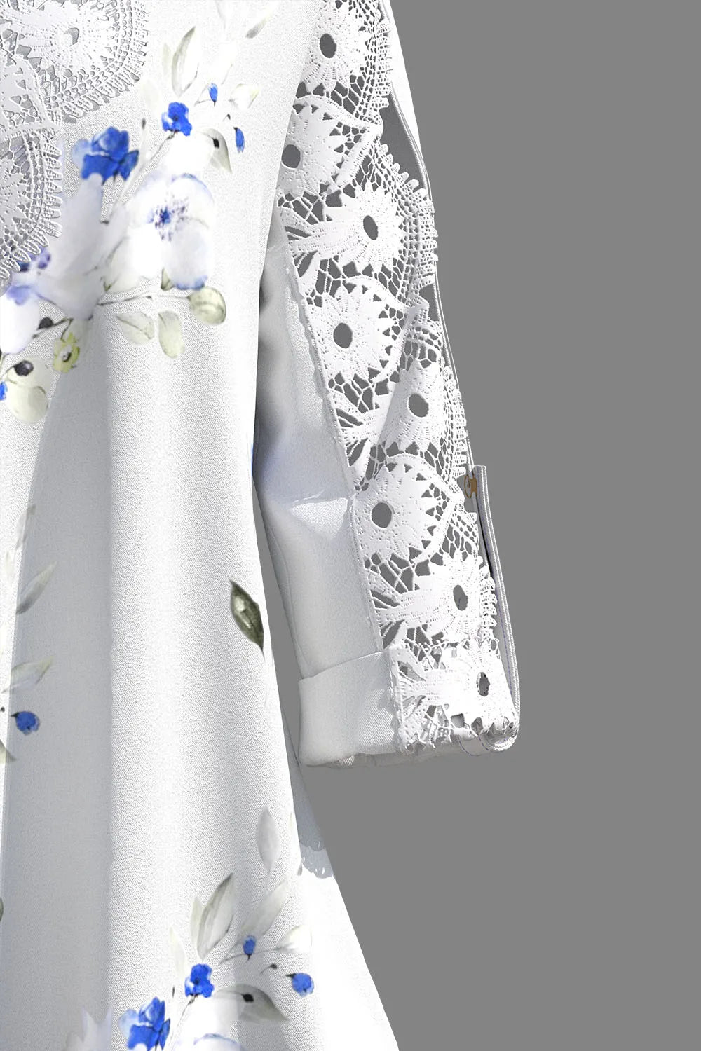 Plus Size Lace Patchwork V Neck Floral Print Blouse