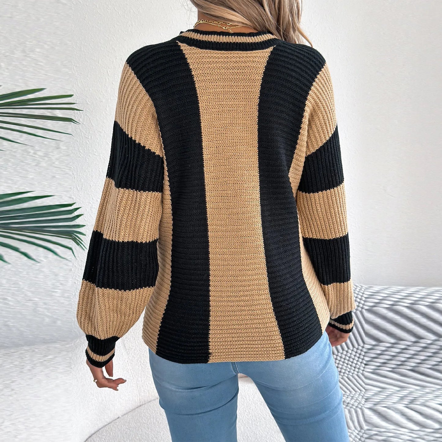 Sweater For Woman Women'S Solid Color Round Neck Mesh Long Sleeves Pull-Over Sweater Ropa De Mujer Winter Clothes Woman New