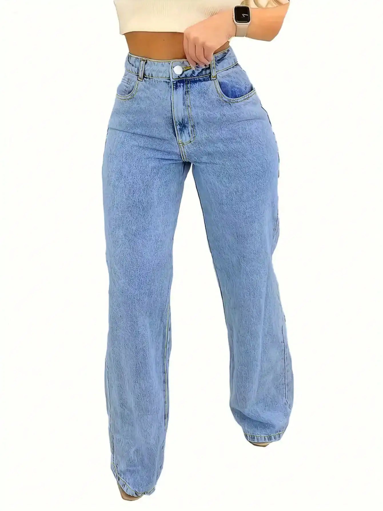 2025 New Style Y2 American Fashion Trend Women's Solid Color Straight-Leg Jeans, Comfortable, Unisex Style