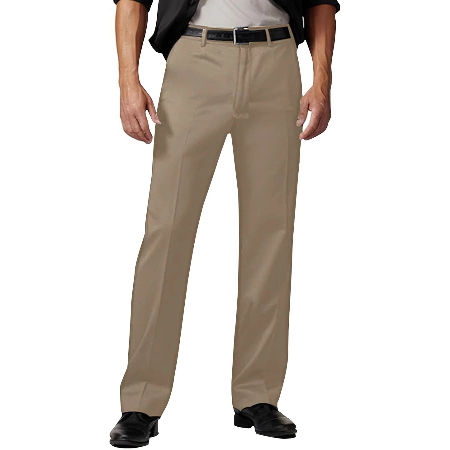Men s  Fit Dress Pants Classic Flat Front Trousers with Belt Loops and Button Closure for Work or Formal Events