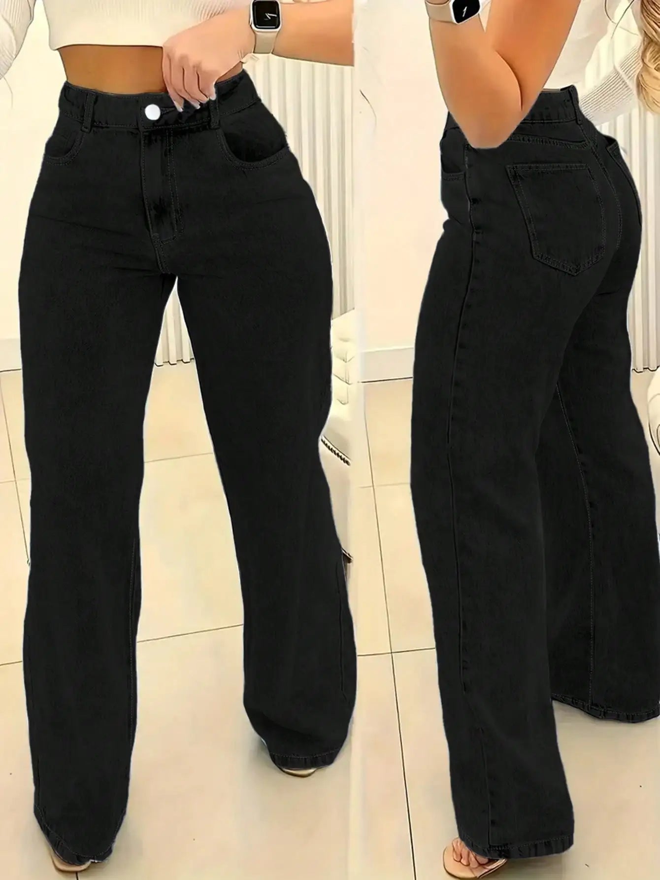 2025 New Style Y2 American Fashion Trend Women's Solid Color Straight-Leg Jeans, Comfortable, Unisex Style