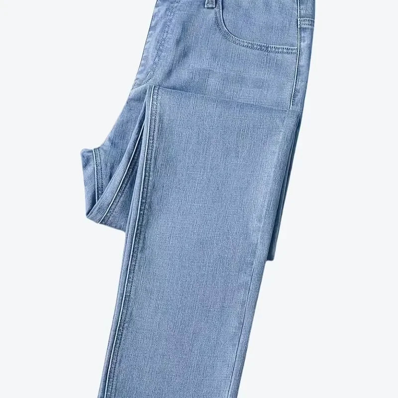 Men’s Relaxed Straight Leg Jeans, Breathable Ease for Beach Walks to Coffee Breaks"