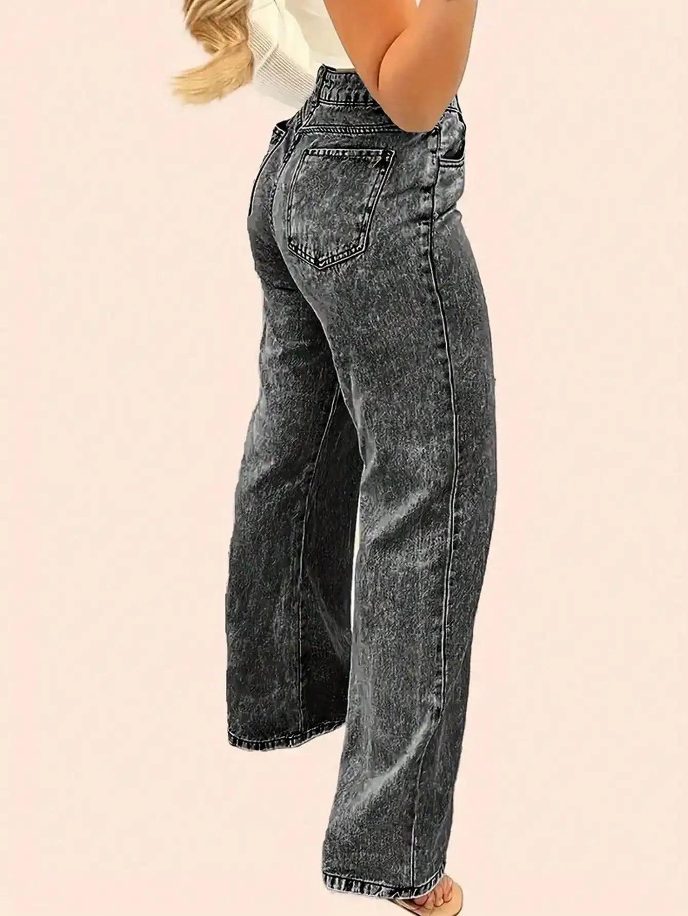 2025 New Style Y2 American Fashion Trend Women's Solid Color Straight-Leg Jeans, Comfortable, Unisex Style